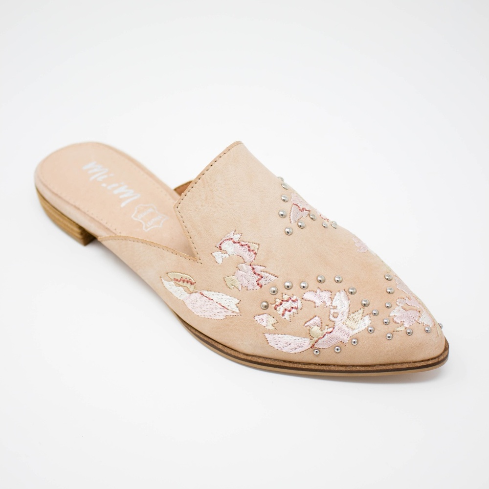 MIRANDA Floral Embroidered Pointed Toe Mule Shoe
